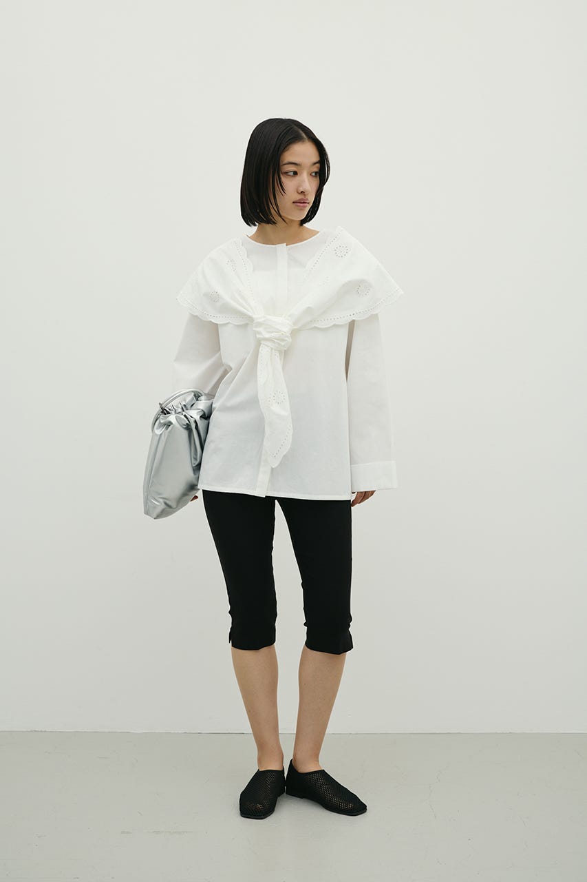 カットワークカラーブラウス WHT FREE