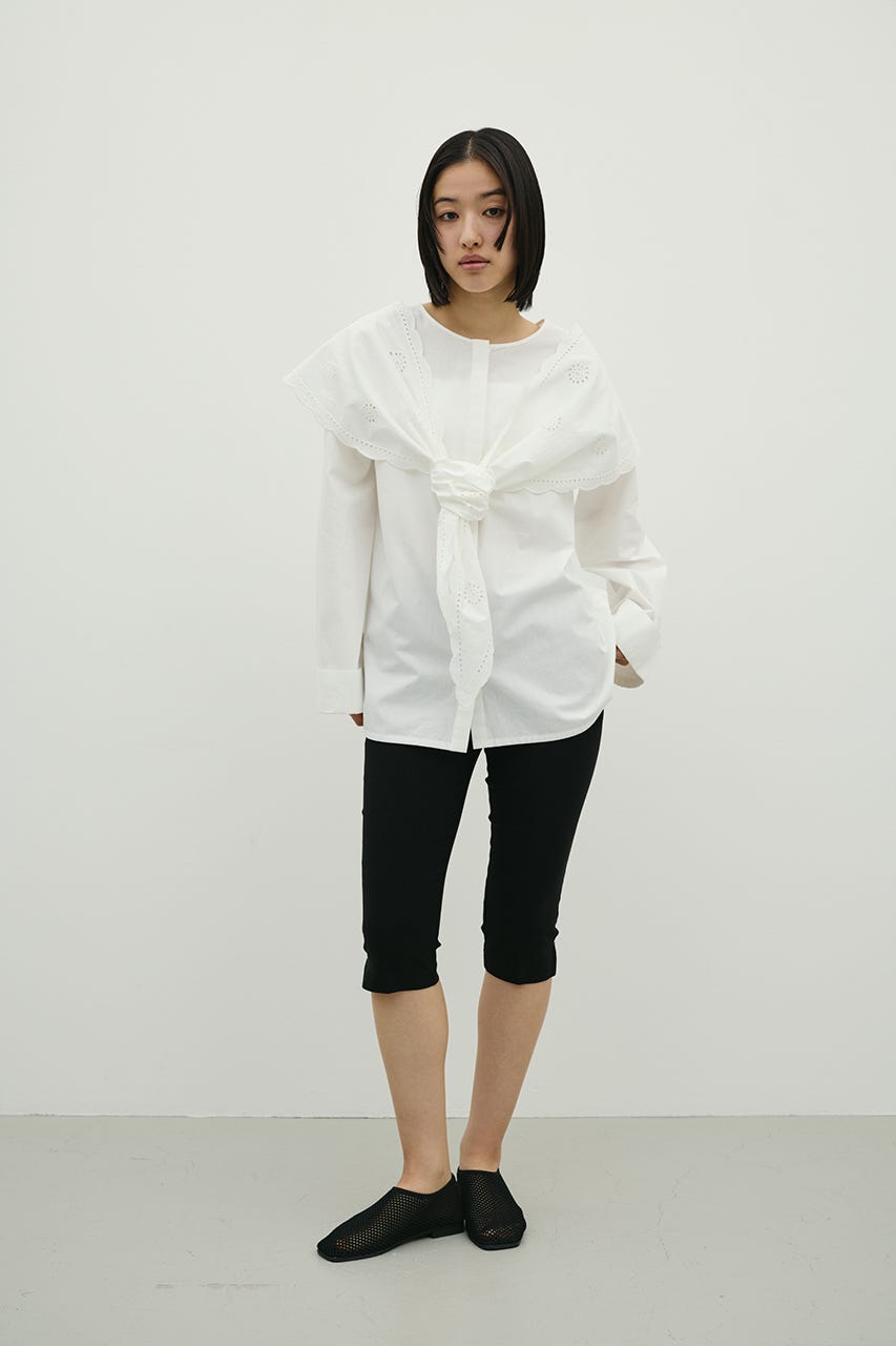カットワークカラーブラウス WHT FREE