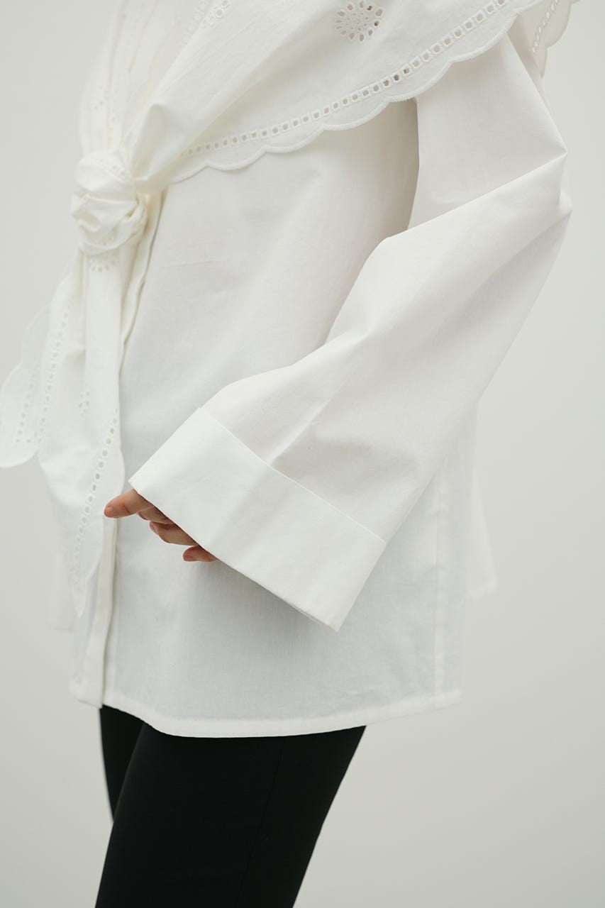 カットワークカラーブラウス WHT FREE