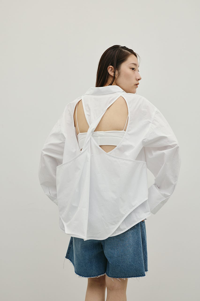バックオープンデザインシャツ WHT FREE