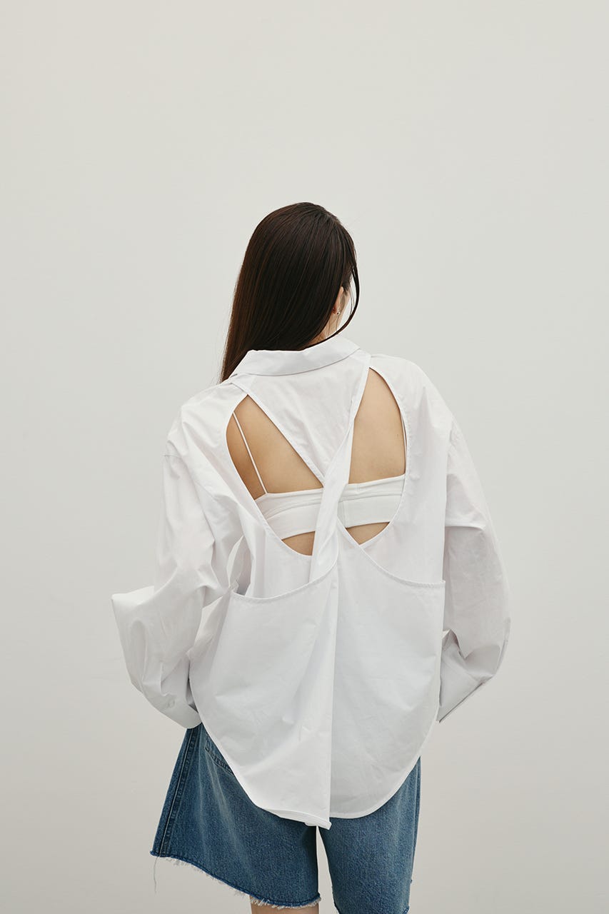 バックオープンデザインシャツ WHT FREE