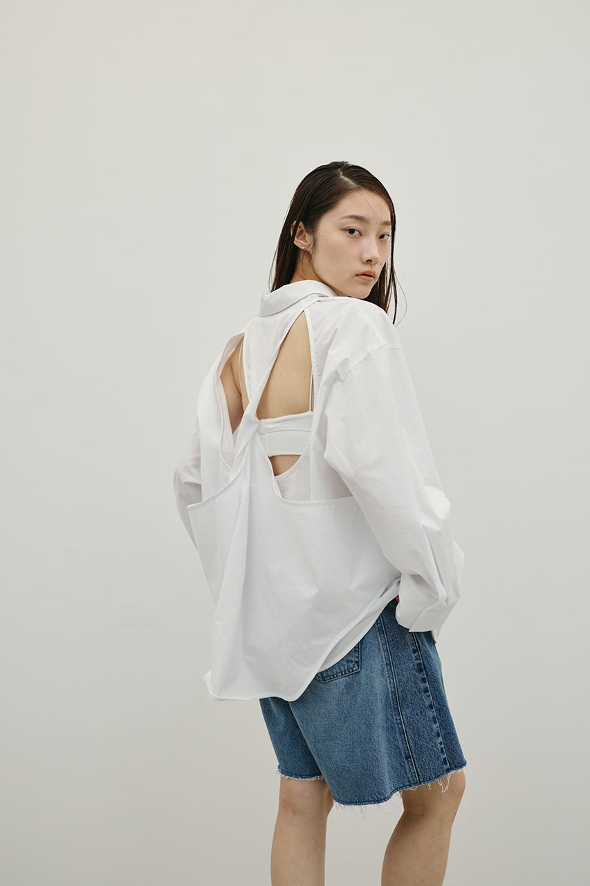 バックオープンデザインシャツ WHT FREE