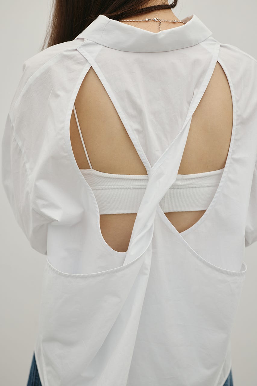 バックオープンデザインシャツ WHT FREE