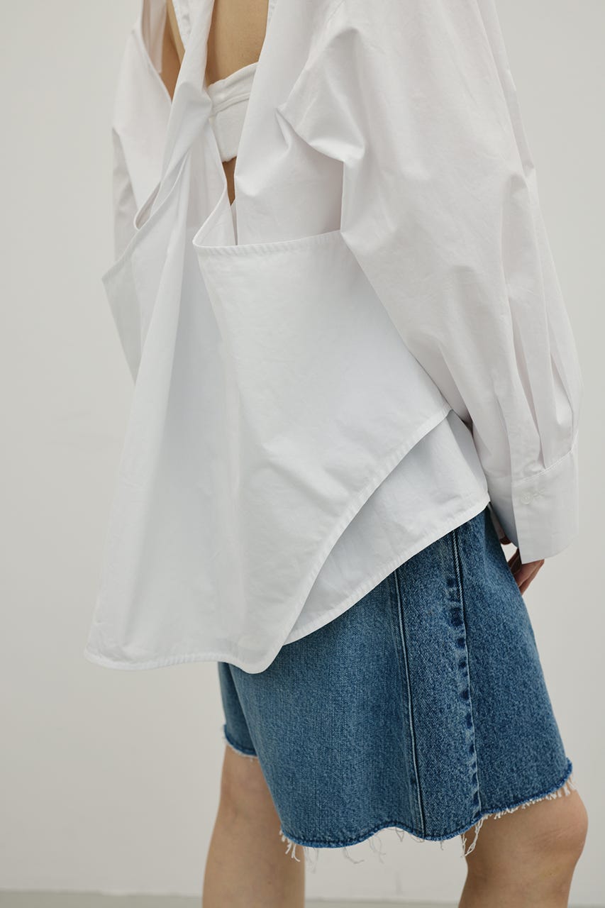 バックオープンデザインシャツ WHT FREE