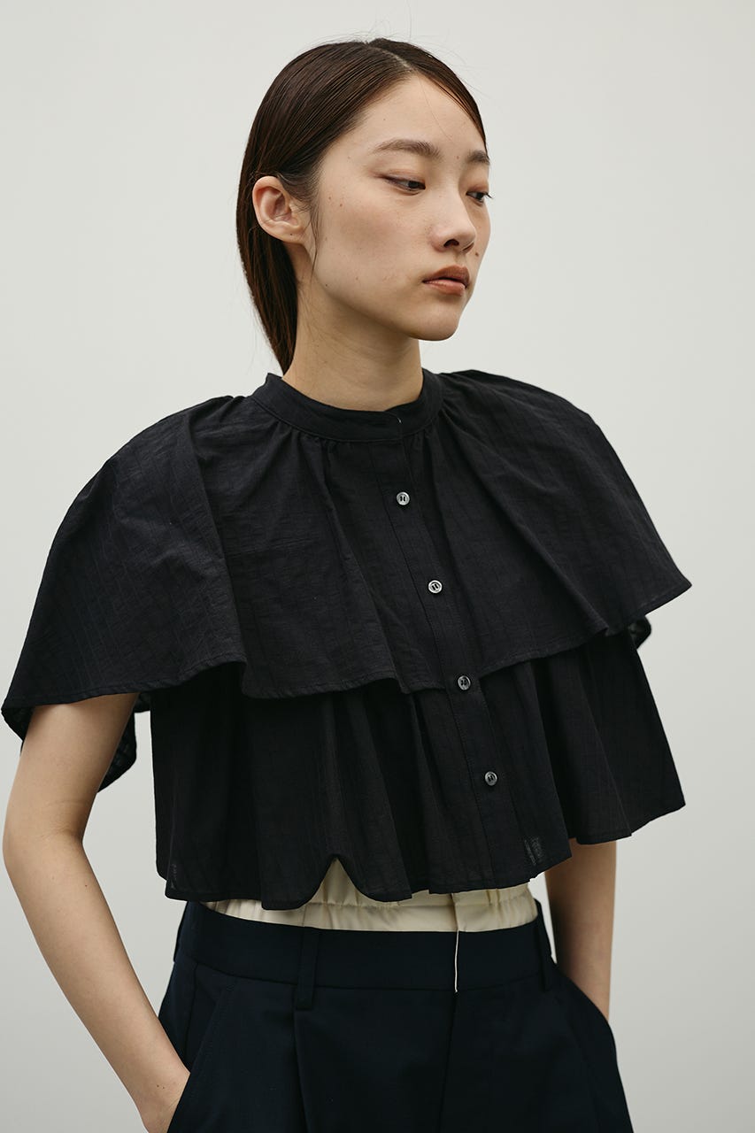 ティアードフリルシャツ BLK FREE