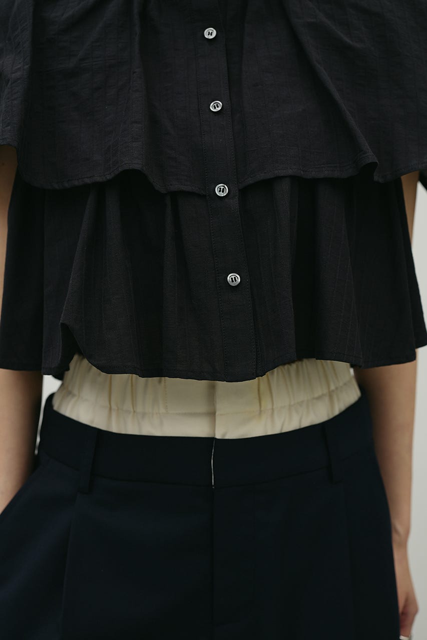 ティアードフリルシャツ BLK FREE