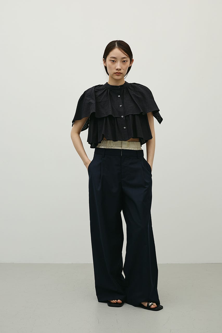 ティアードフリルシャツ BLK FREE