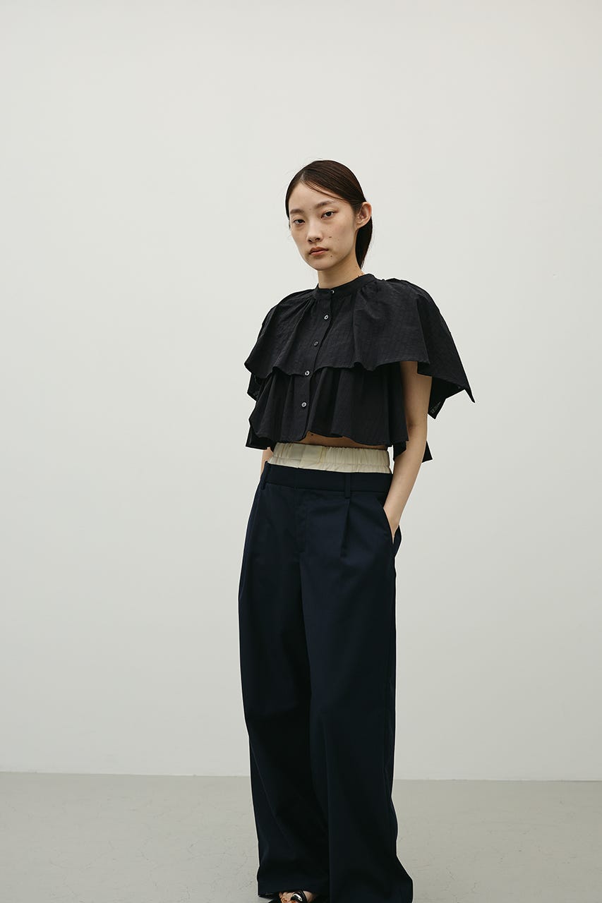ティアードフリルシャツ BLK FREE
