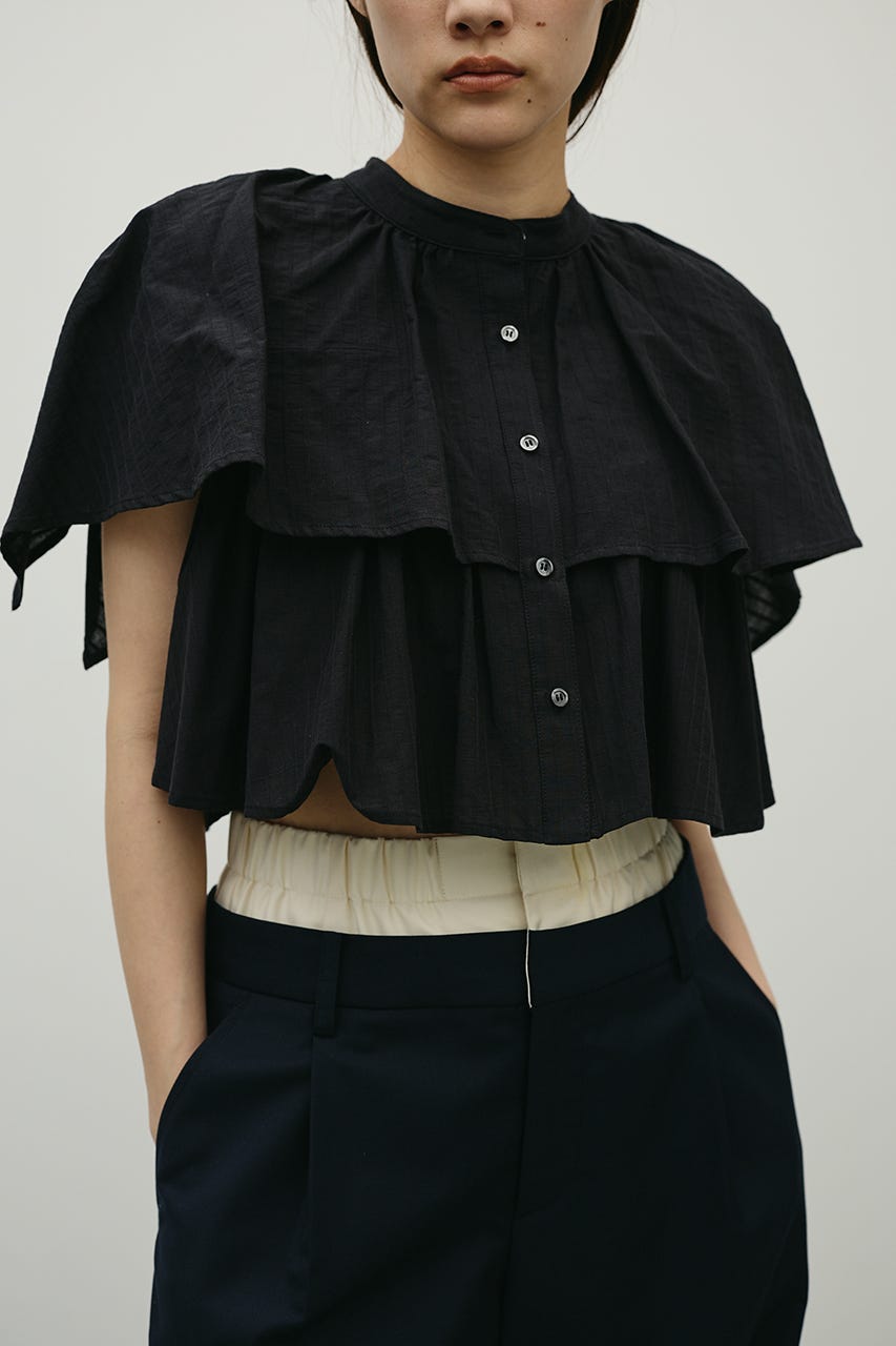 ティアードフリルシャツ BLK FREE