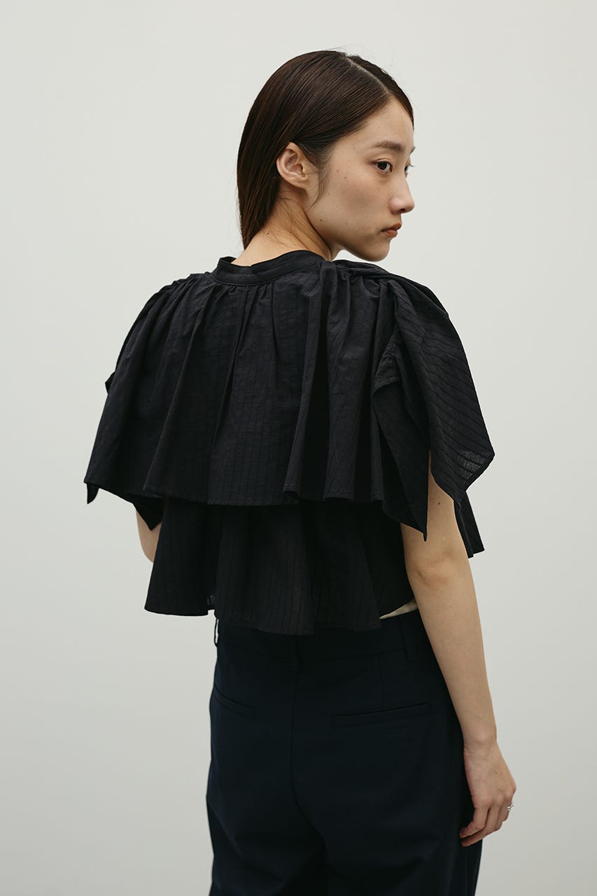 ティアードフリルシャツ BLK FREE