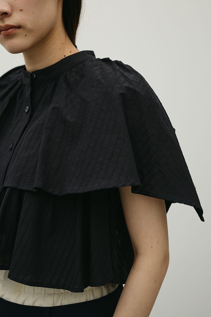 ティアードフリルシャツ BLK FREE
