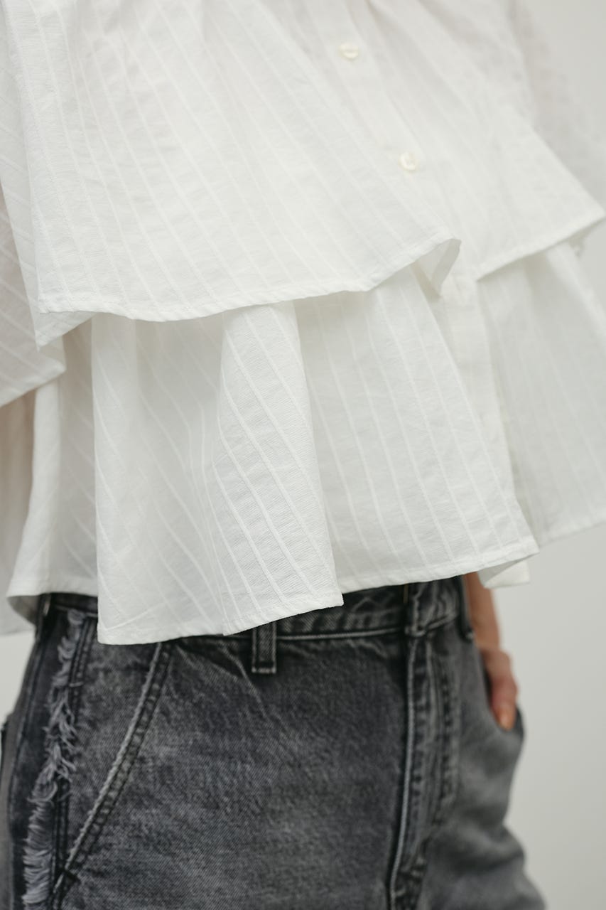 ティアードフリルシャツ WHT FREE