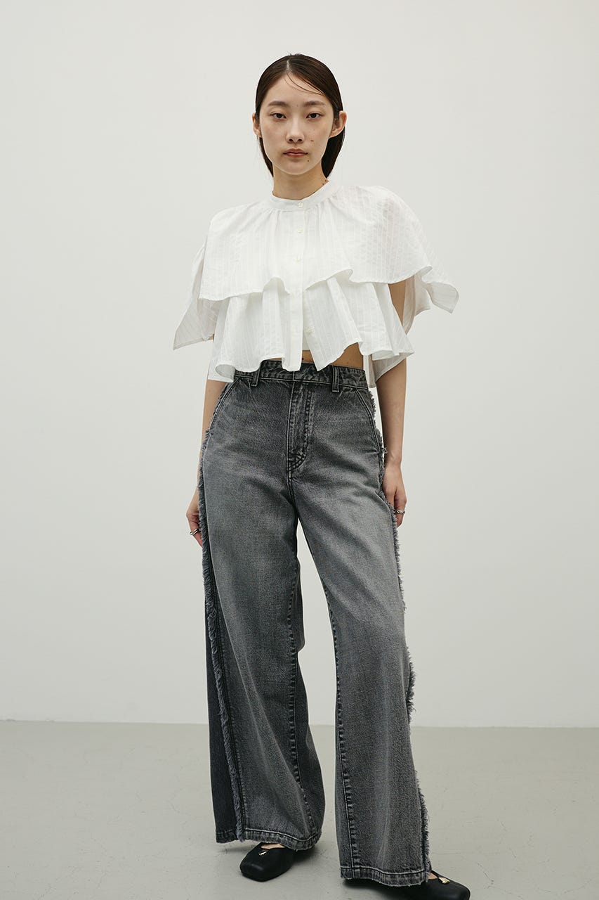 ティアードフリルシャツ WHT FREE