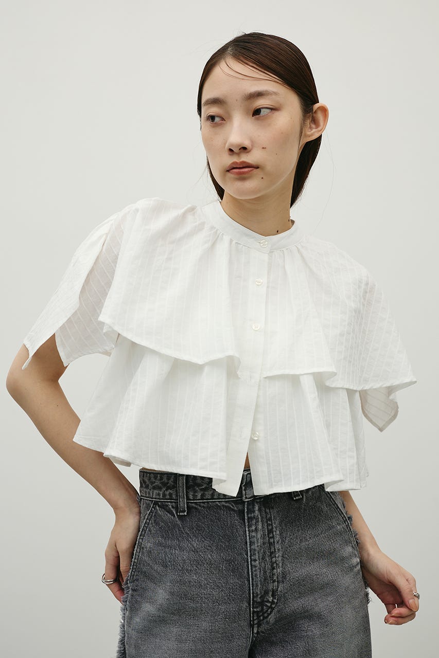 ティアードフリルシャツ WHT FREE