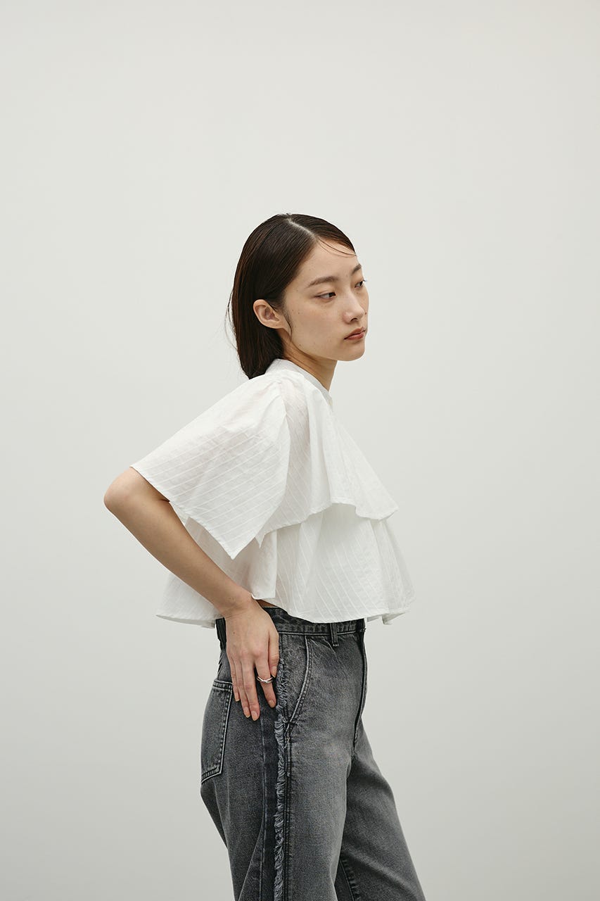 ティアードフリルシャツ WHT FREE