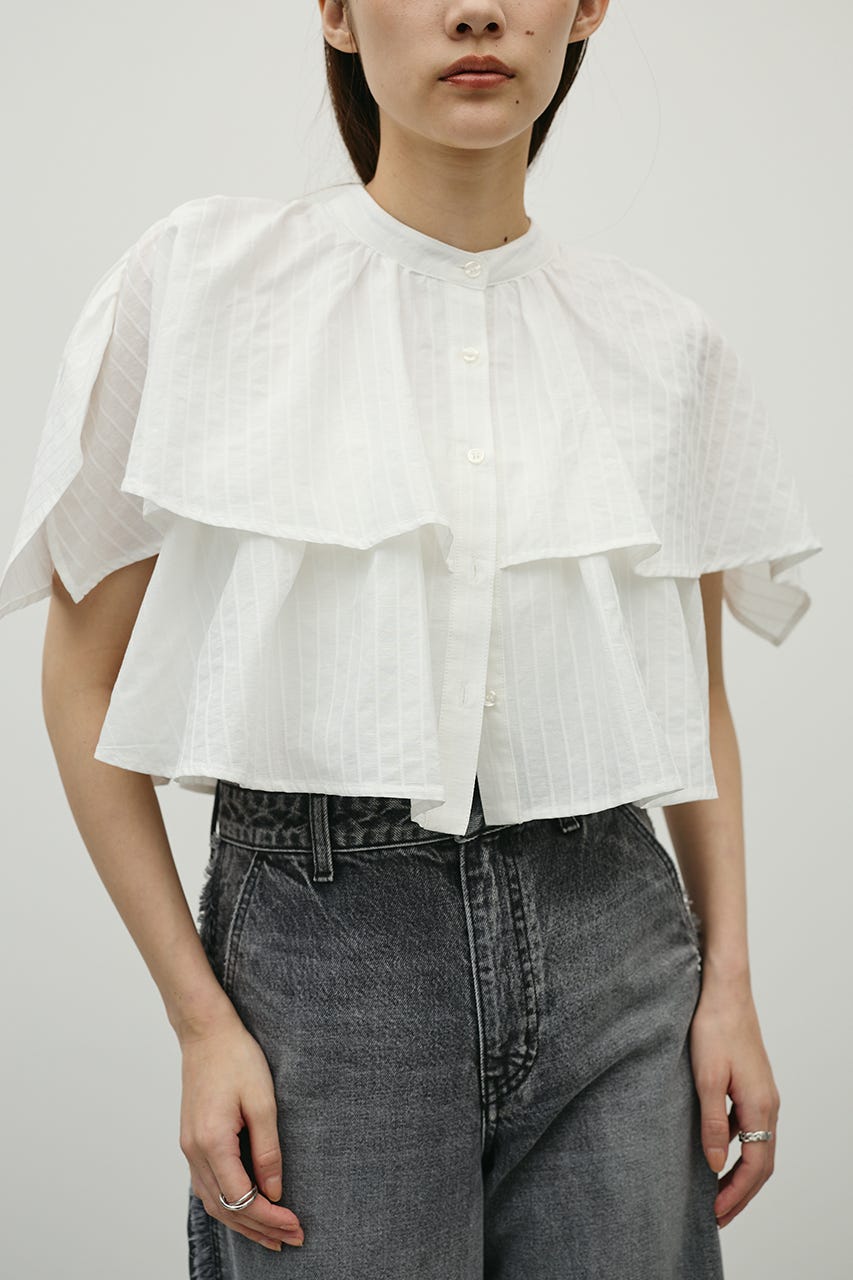 ティアードフリルシャツ WHT FREE
