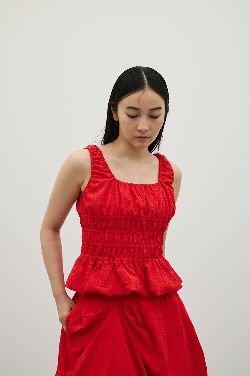 ギャザーペプラムキャミ RED FREE