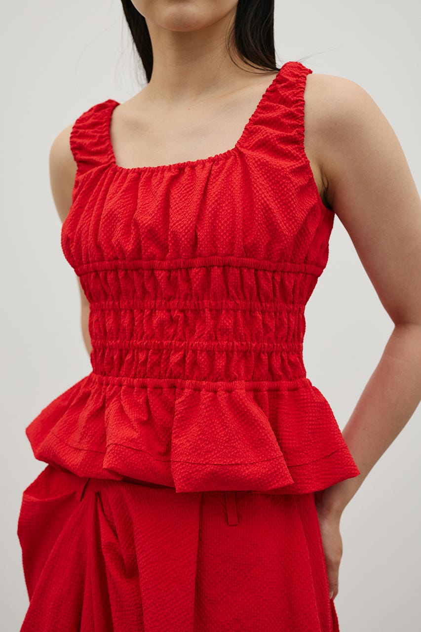 ギャザーペプラムキャミ RED FREE