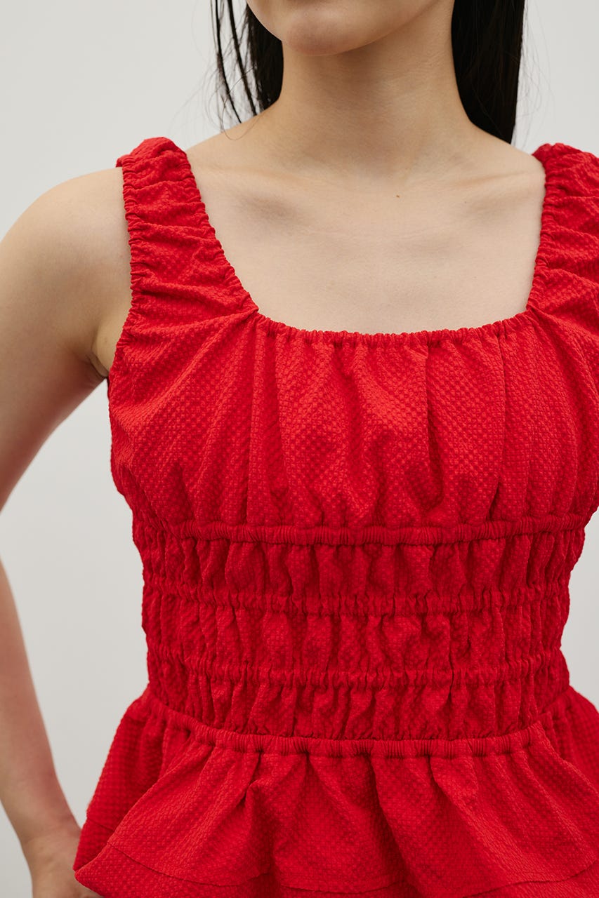 ギャザーペプラムキャミ RED FREE