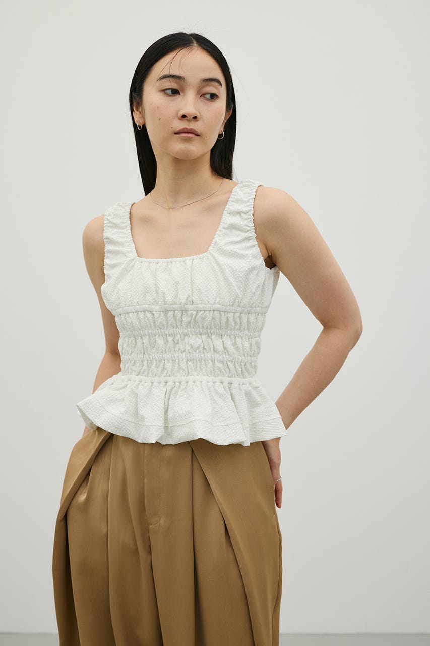 ギャザーペプラムキャミ WHT FREE