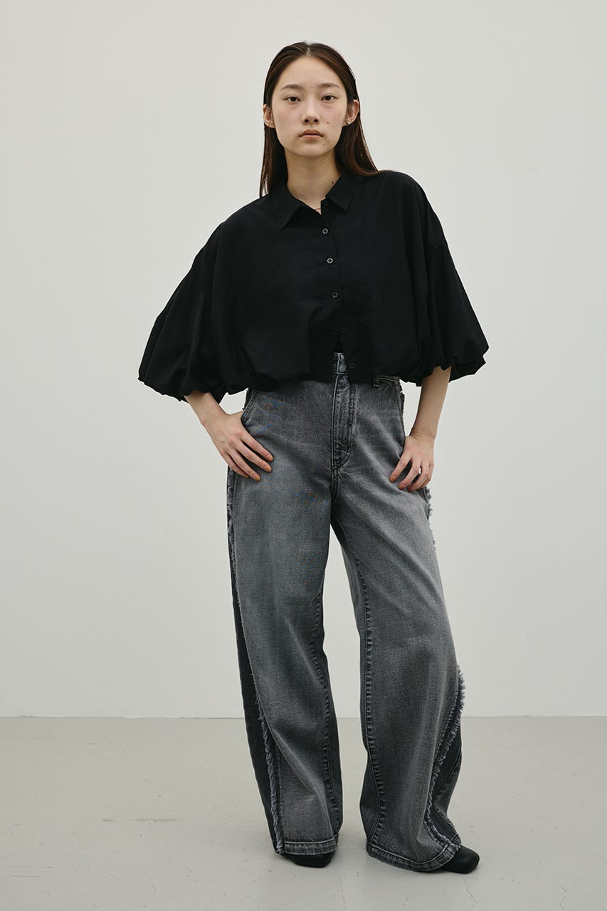 バルーンスリーブシャツ BLK FREE