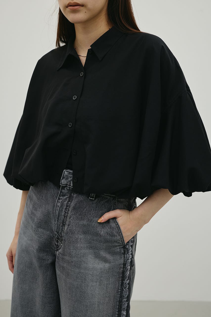 バルーンスリーブシャツ BLK FREE