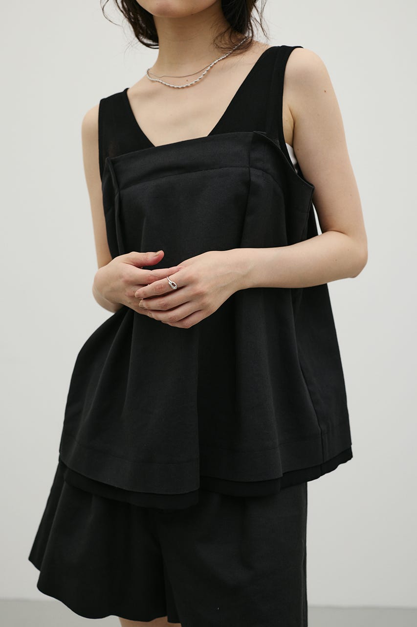 リネンミックスコンビネーションタンク BLK FREE