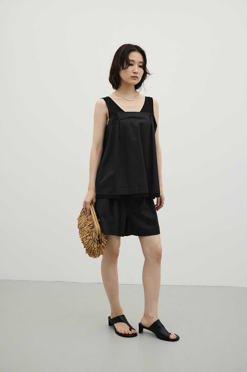 リネンミックスコンビネーションタンク BLK FREE