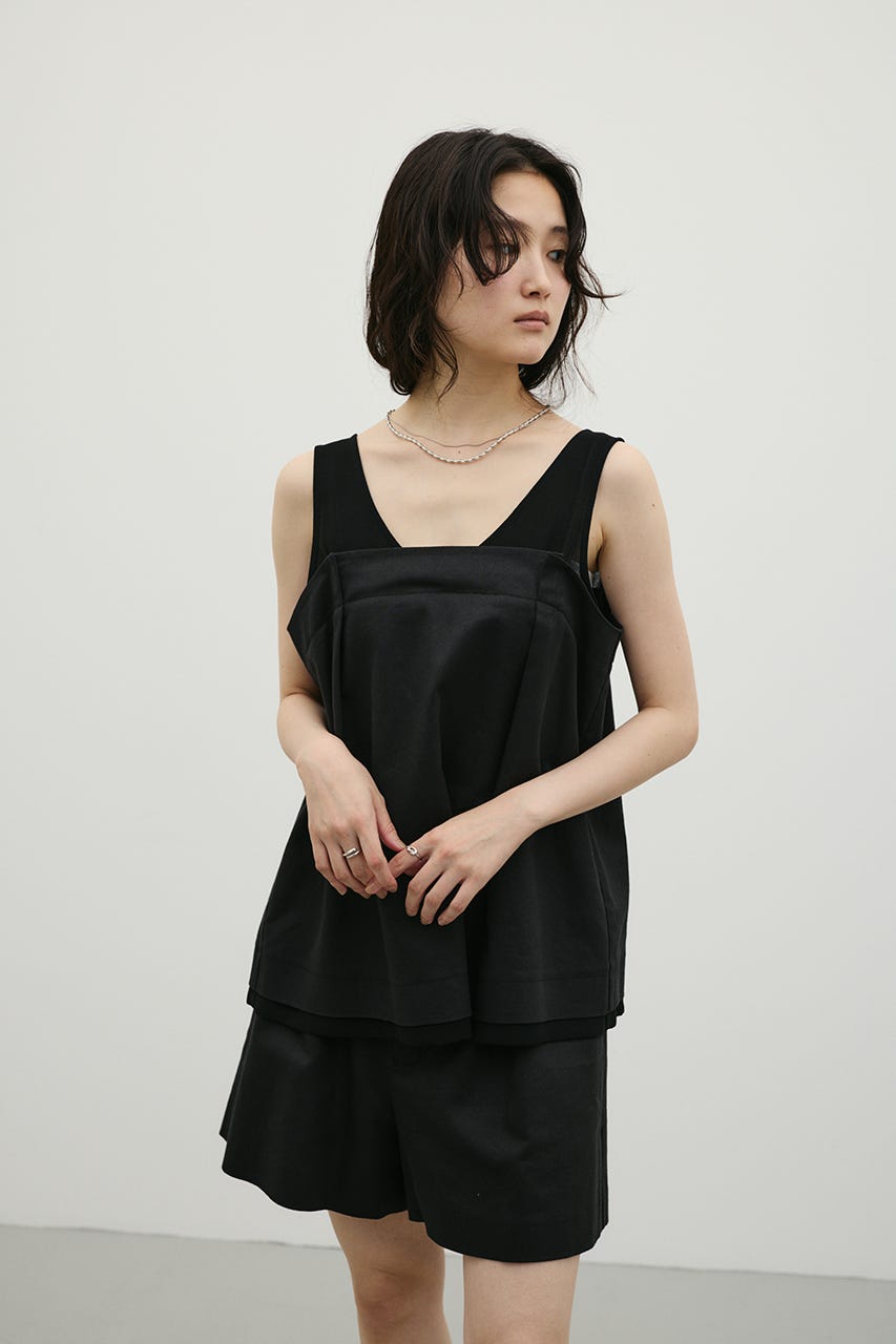 リネンミックスコンビネーションタンク BLK FREE