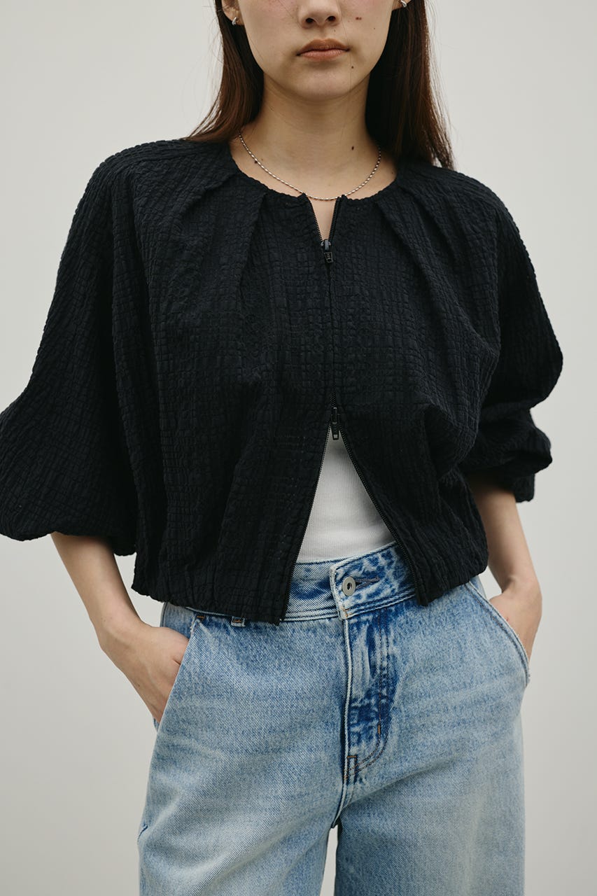 ボリュームスリーブレースブルゾン BLK FREE