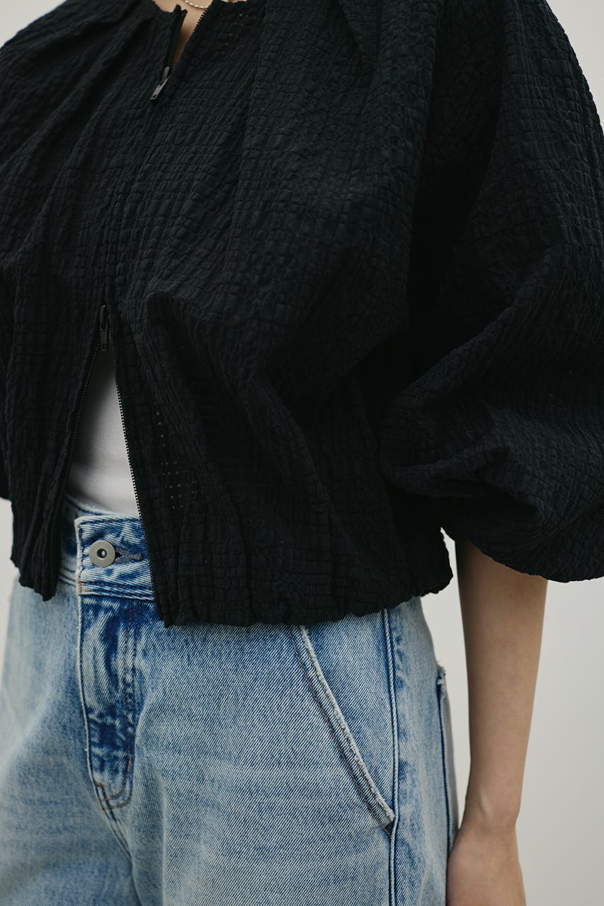 ボリュームスリーブレースブルゾン BLK FREE