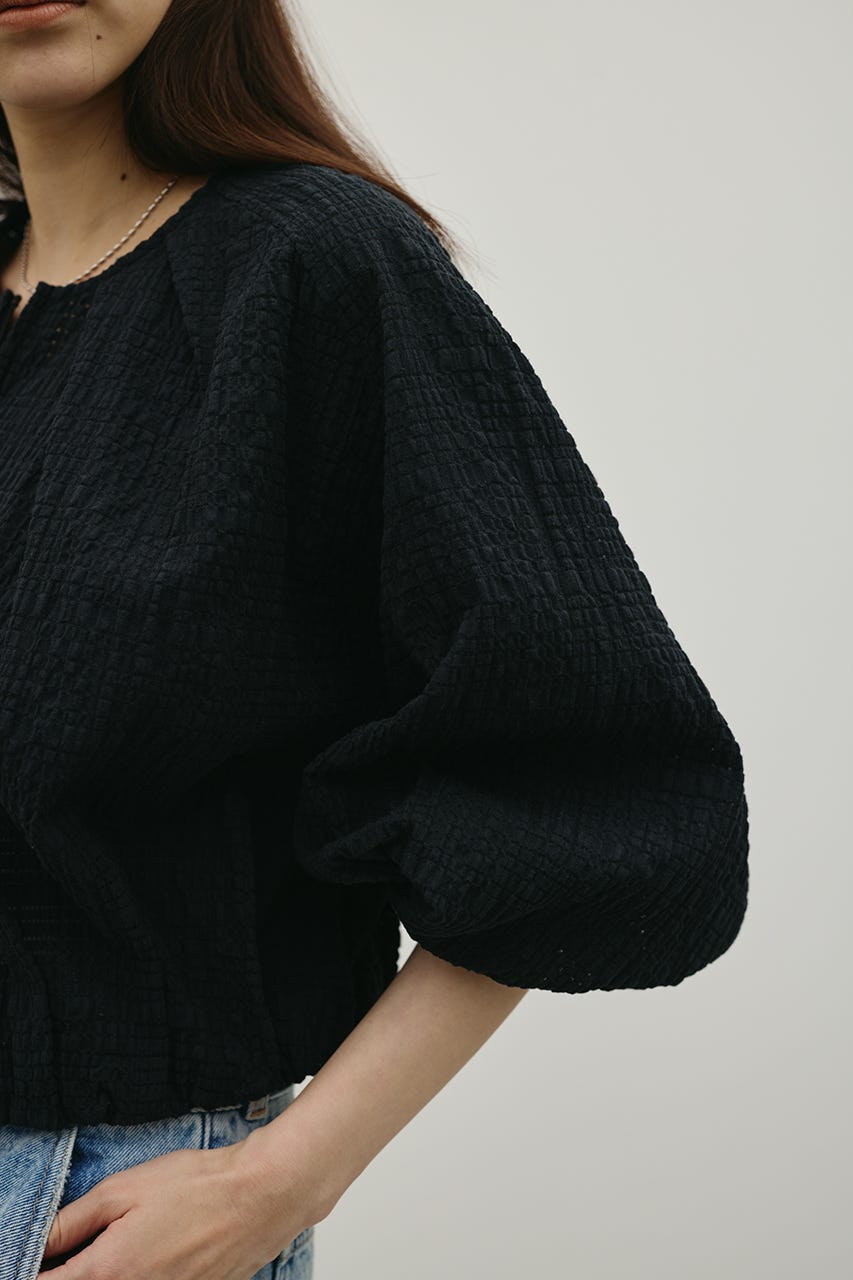 ボリュームスリーブレースブルゾン BLK FREE