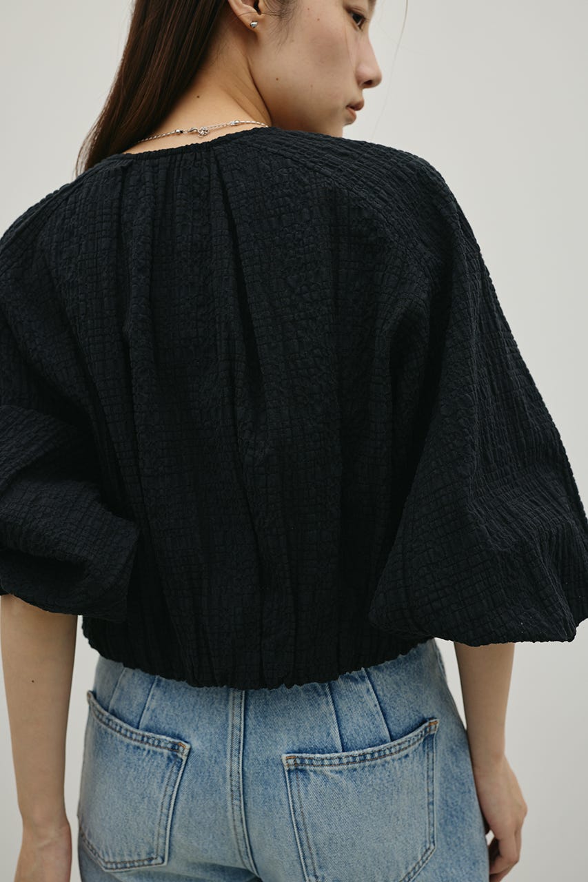 ボリュームスリーブレースブルゾン BLK FREE