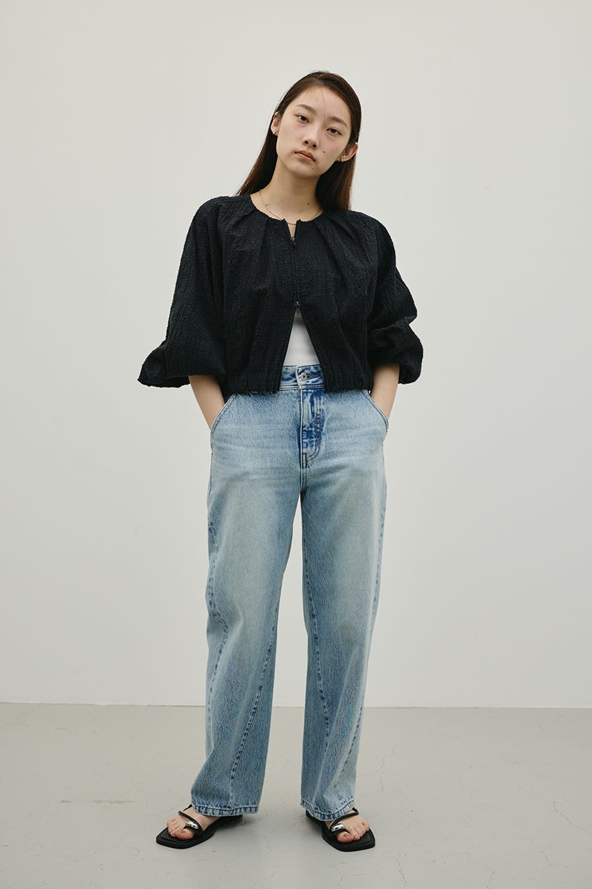 ボリュームスリーブレースブルゾン BLK FREE