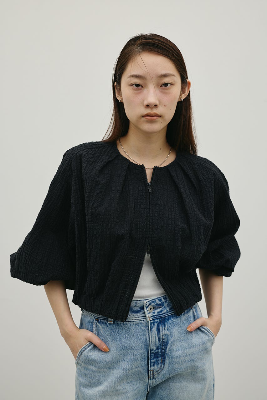 ボリュームスリーブレースブルゾン BLK FREE