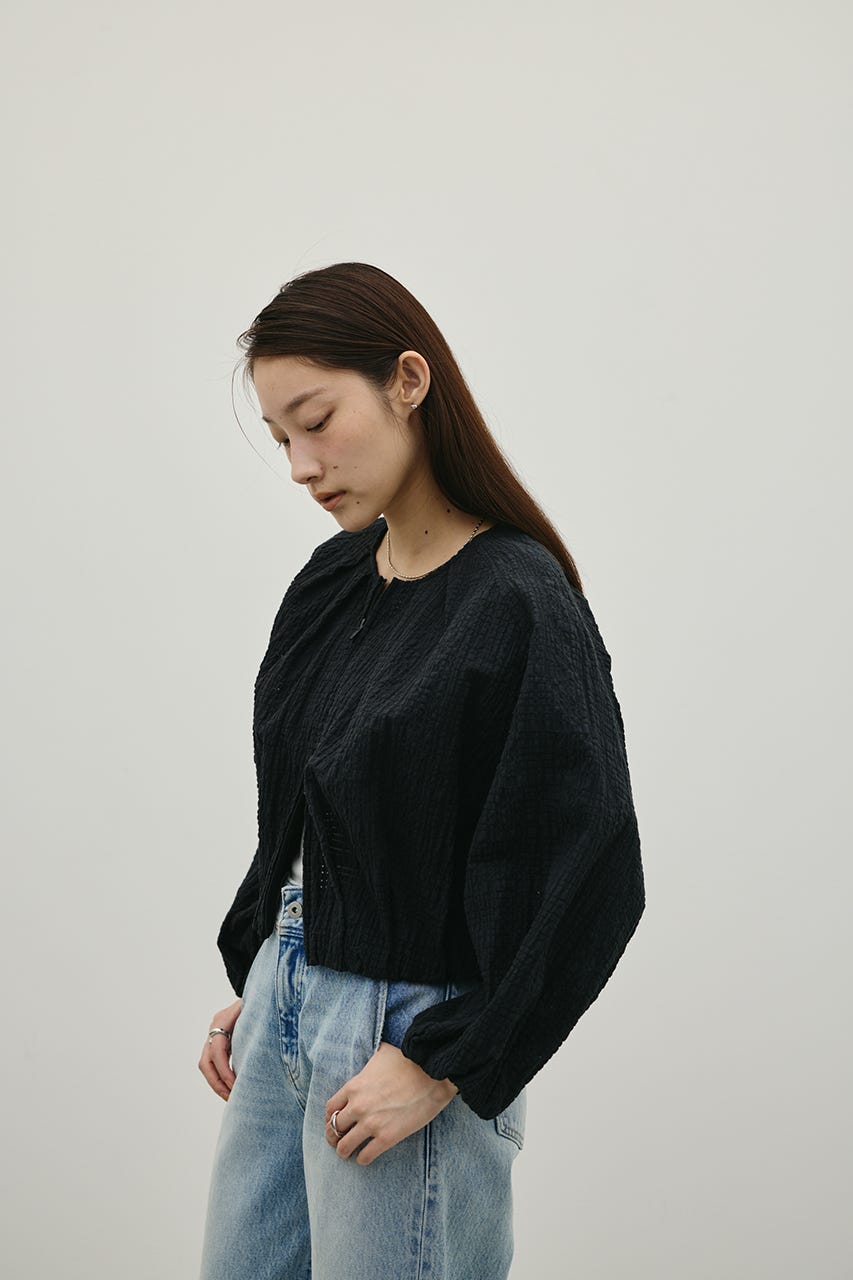 ボリュームスリーブレースブルゾン BLK FREE