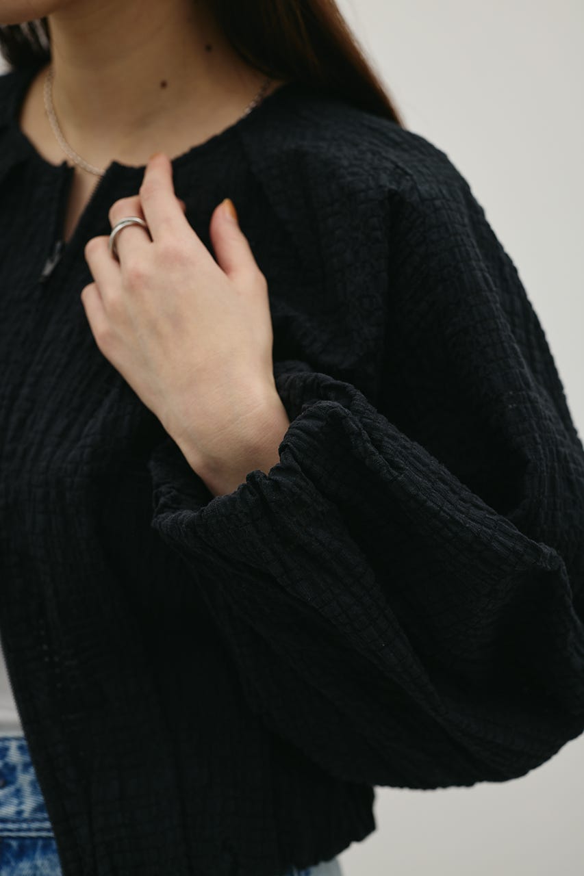 ボリュームスリーブレースブルゾン BLK FREE