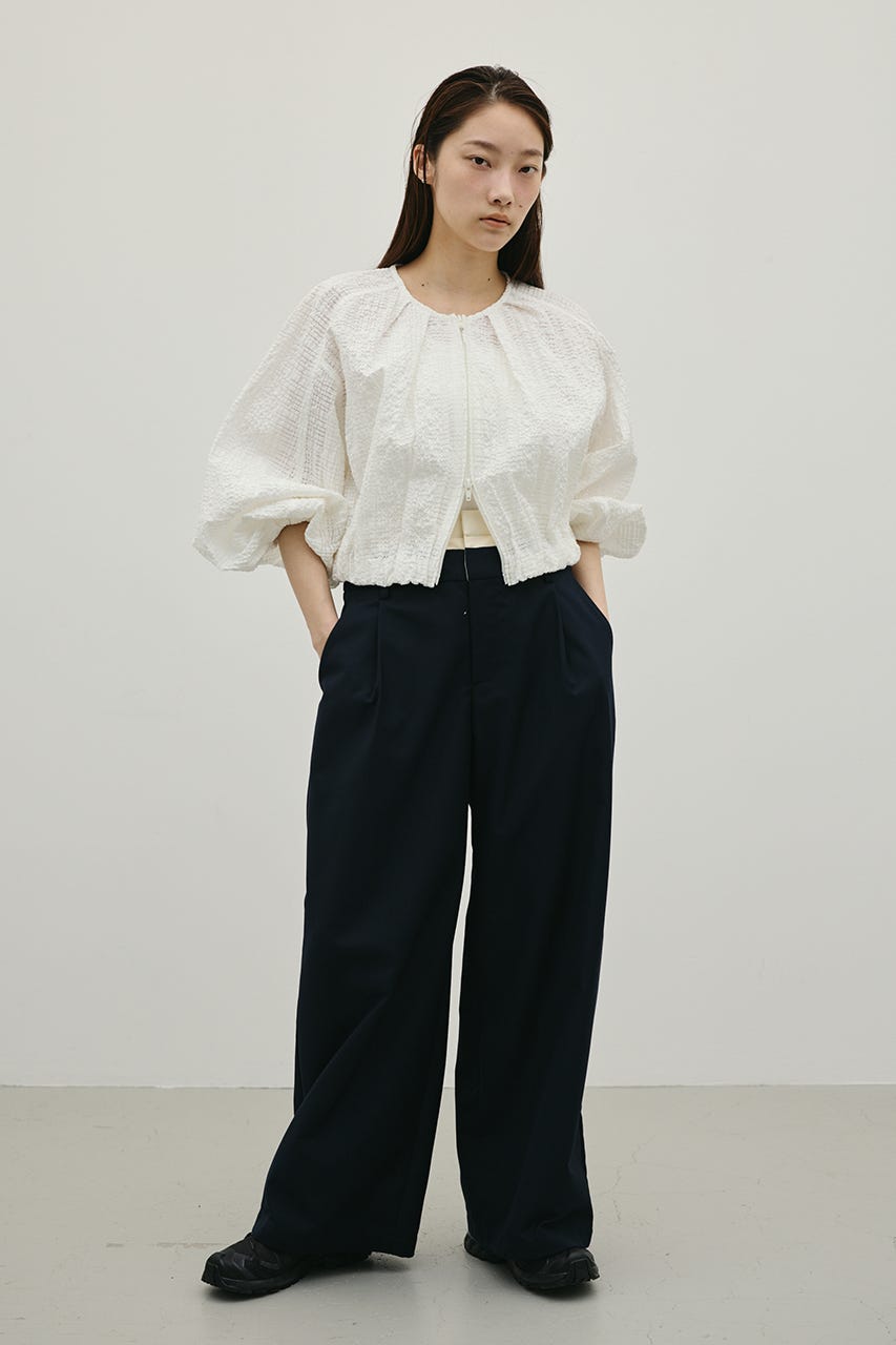 ボリュームスリーブレースブルゾン WHT FREE