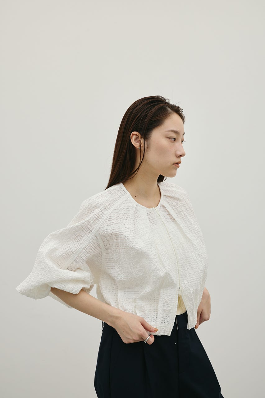 ボリュームスリーブレースブルゾン WHT FREE