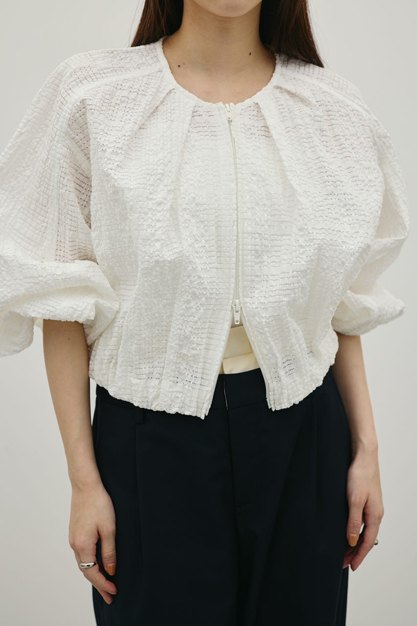 ボリュームスリーブレースブルゾン WHT FREE