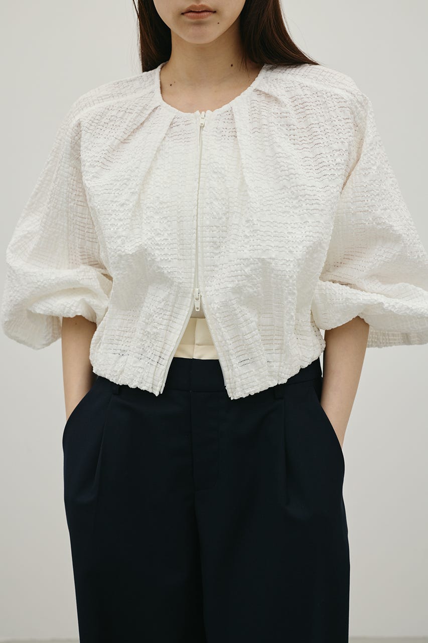 ボリュームスリーブレースブルゾン WHT FREE