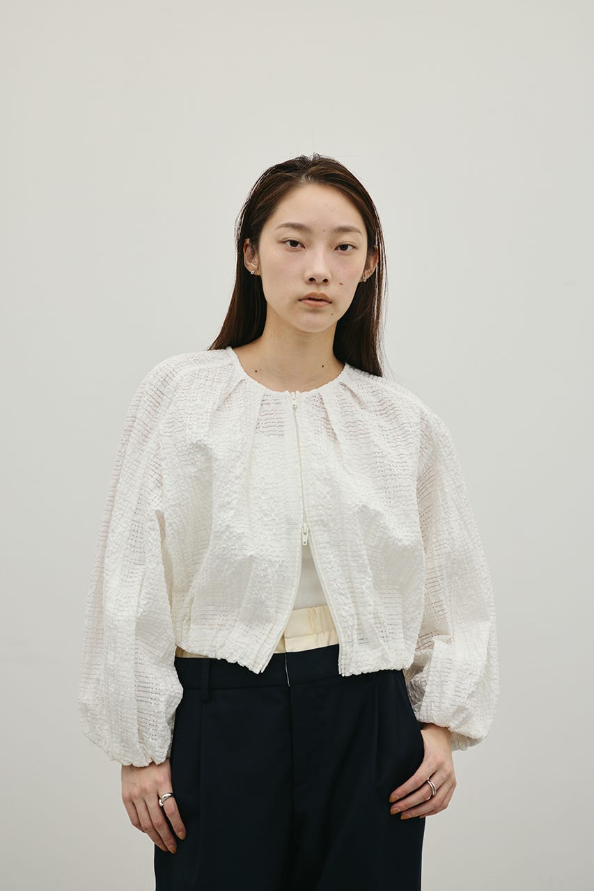 ボリュームスリーブレースブルゾン WHT FREE