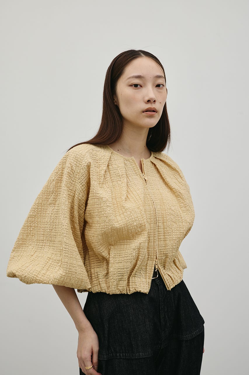 ボリュームスリーブレースブルゾン YEL FREE