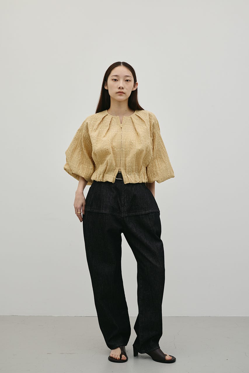 ボリュームスリーブレースブルゾン YEL FREE