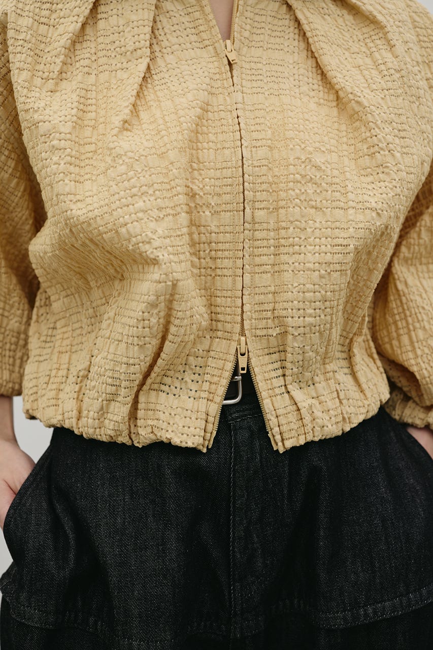 ボリュームスリーブレースブルゾン YEL FREE