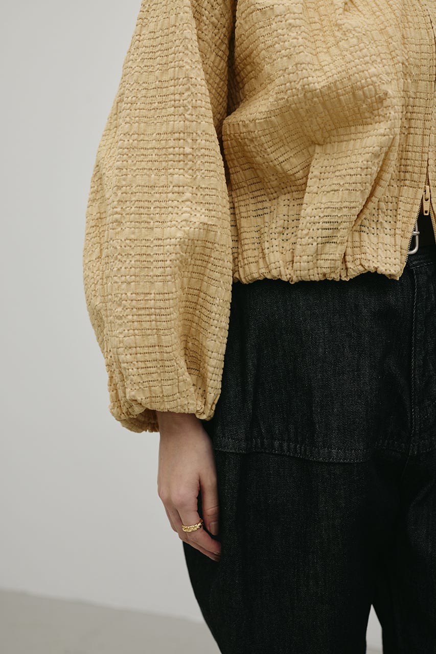 ボリュームスリーブレースブルゾン YEL FREE