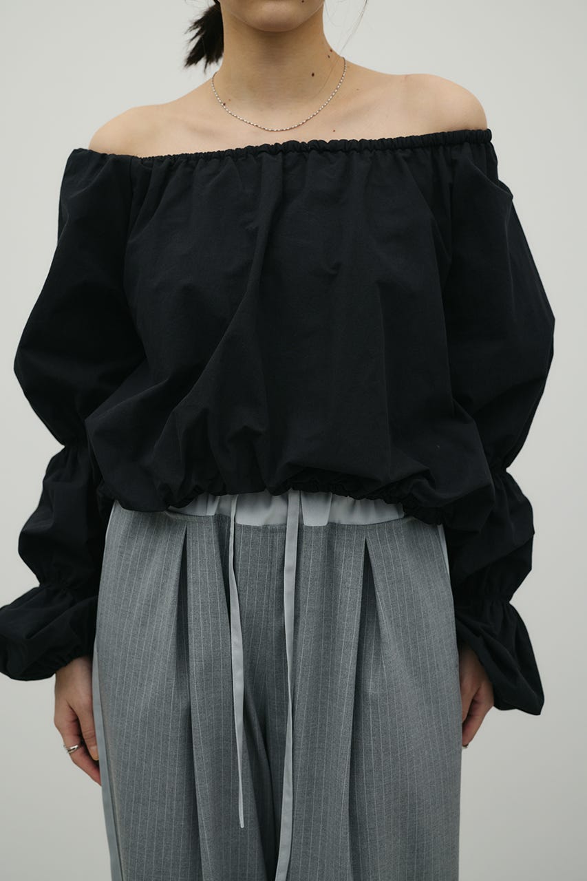 ランタンスリーブオフショルトップ BLK FREE