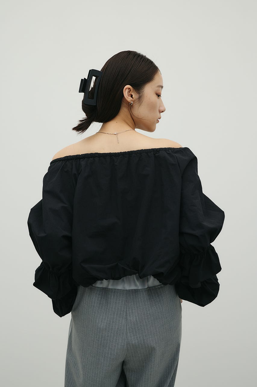 ランタンスリーブオフショルトップ BLK FREE