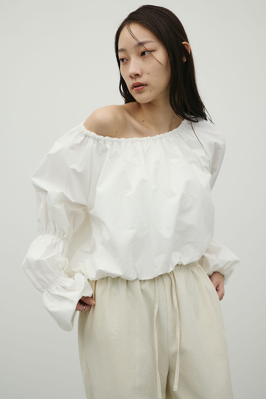 ランタンスリーブオフショルトップ WHT FREE