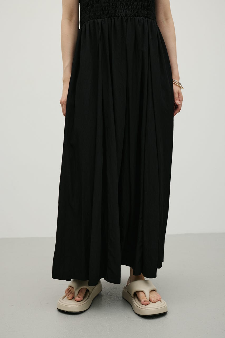 シャーリングギャザーキャミワンピース BLK M